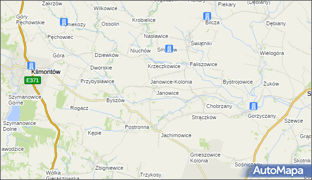 mapa Janowice gmina Samborzec, Janowice gmina Samborzec na mapie Targeo