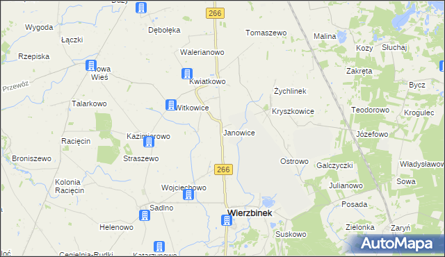 mapa Janowice gmina Wierzbinek, Janowice gmina Wierzbinek na mapie Targeo