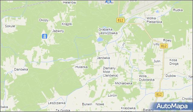 mapa Janówka gmina Biała Podlaska, Janówka gmina Biała Podlaska na mapie Targeo