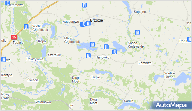 mapa Janówko gmina Brzozie, Janówko gmina Brzozie na mapie Targeo