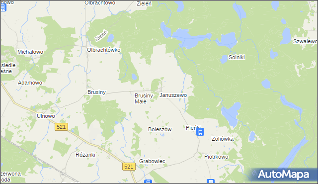 mapa Januszewo gmina Susz, Januszewo gmina Susz na mapie Targeo