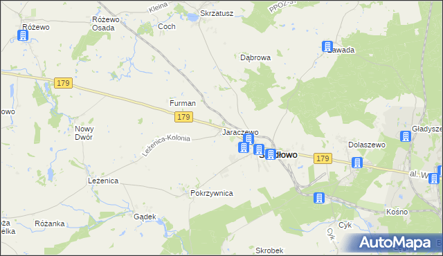 mapa Jaraczewo gmina Szydłowo, Jaraczewo gmina Szydłowo na mapie Targeo