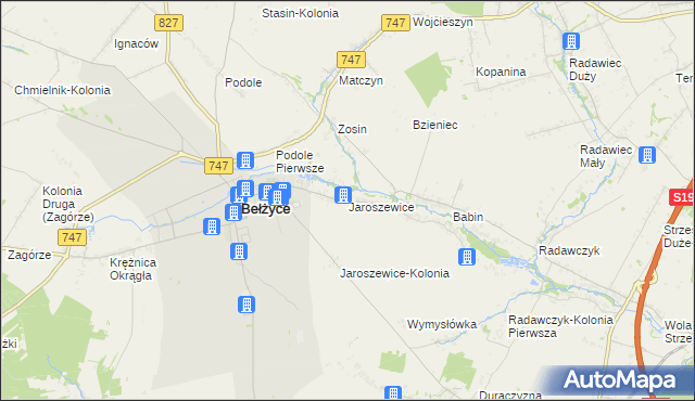 mapa Jaroszewice, Jaroszewice na mapie Targeo