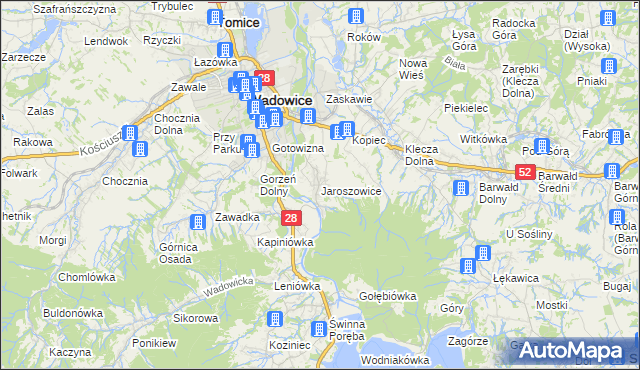 mapa Jaroszowice, Jaroszowice na mapie Targeo