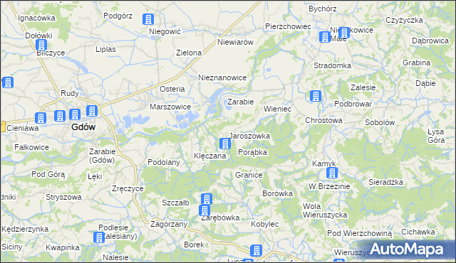 mapa Jaroszówka gmina Gdów, Jaroszówka gmina Gdów na mapie Targeo
