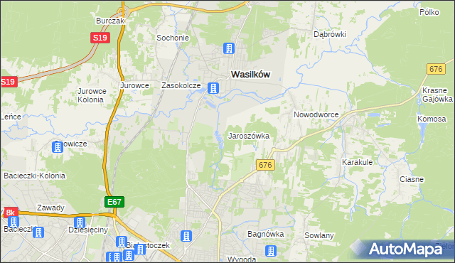 mapa Jaroszówka gmina Wasilków, Jaroszówka gmina Wasilków na mapie Targeo