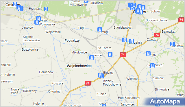 mapa Jasice, Jasice na mapie Targeo