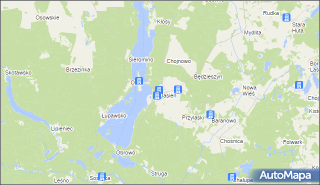mapa Jasień gmina Czarna Dąbrówka, Jasień gmina Czarna Dąbrówka na mapie Targeo