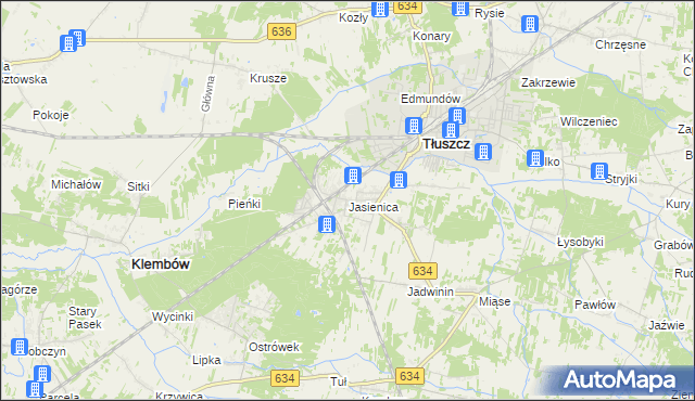 mapa Jasienica gmina Tłuszcz, Jasienica gmina Tłuszcz na mapie Targeo