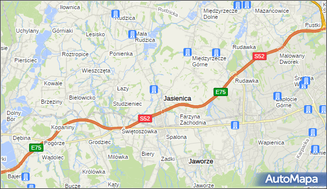 mapa Jasienica powiat bielski, Jasienica powiat bielski na mapie Targeo