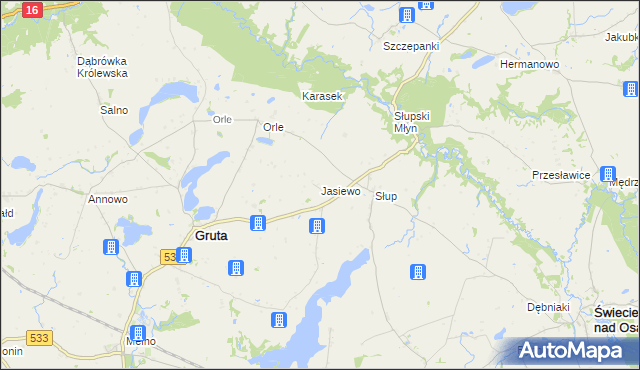 mapa Jasiewo, Jasiewo na mapie Targeo