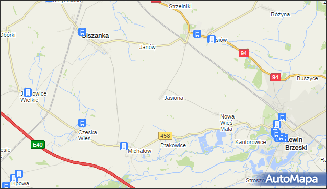 mapa Jasiona gmina Lewin Brzeski, Jasiona gmina Lewin Brzeski na mapie Targeo