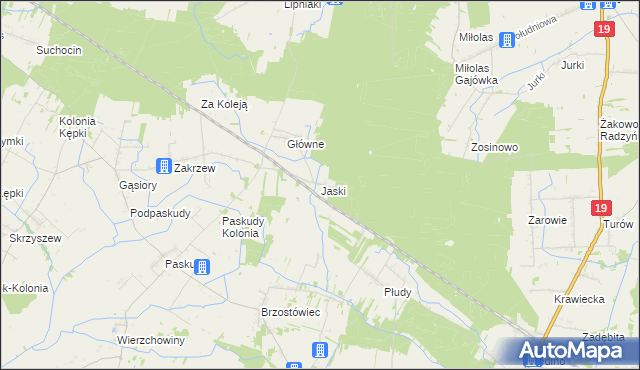 mapa Jaski gmina Radzyń Podlaski, Jaski gmina Radzyń Podlaski na mapie Targeo