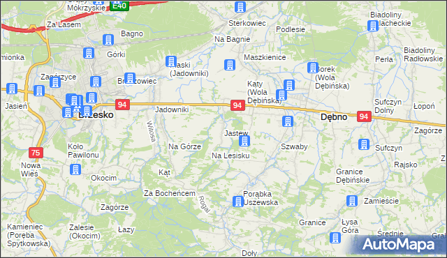 mapa Jastew, Jastew na mapie Targeo
