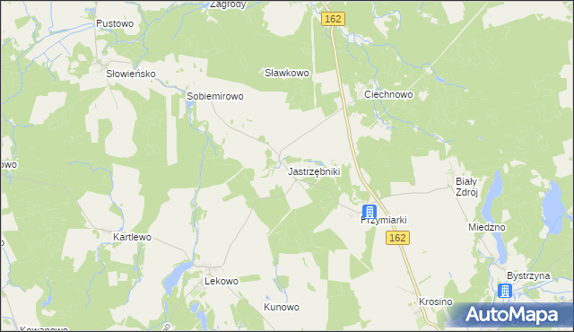 mapa Jastrzębniki gmina Sławoborze, Jastrzębniki gmina Sławoborze na mapie Targeo