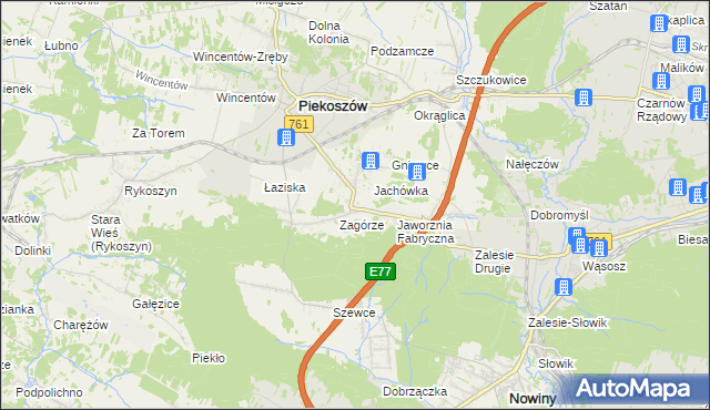 mapa Jaworznia, Jaworznia na mapie Targeo