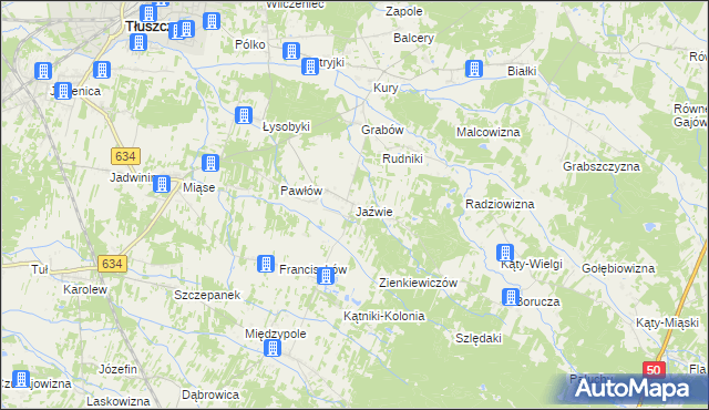 mapa Jaźwie, Jaźwie na mapie Targeo