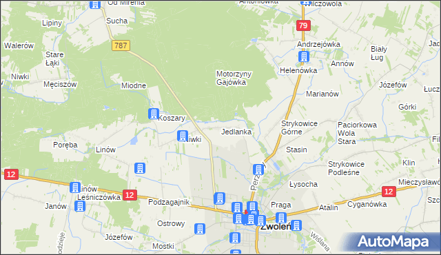 mapa Jedlanka gmina Zwoleń, Jedlanka gmina Zwoleń na mapie Targeo