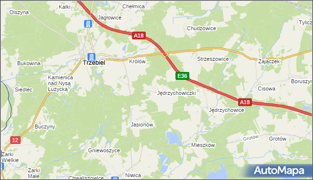 mapa Jędrzychowiczki, Jędrzychowiczki na mapie Targeo