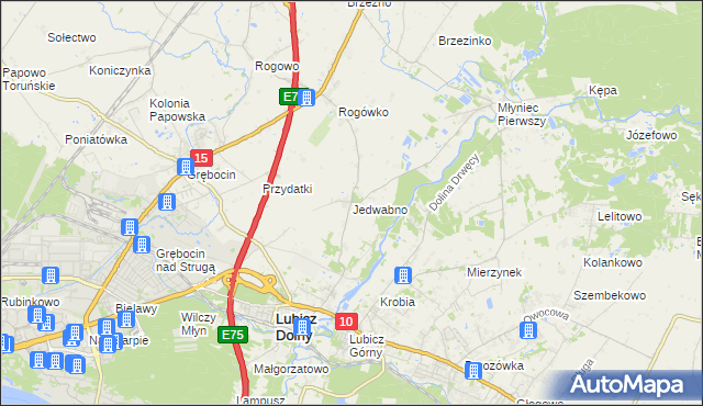 mapa Jedwabno gmina Lubicz, Jedwabno gmina Lubicz na mapie Targeo