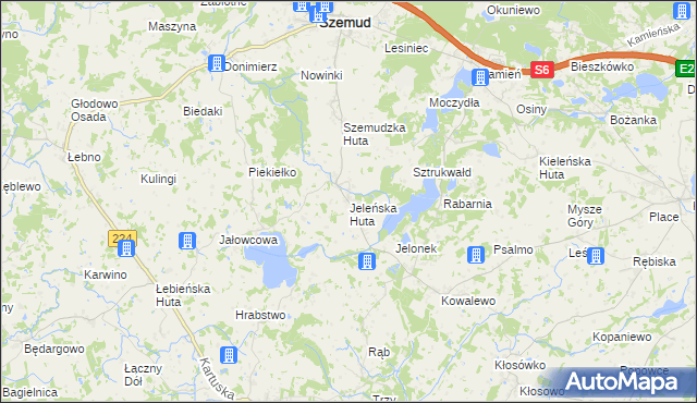 mapa Jeleńska Huta, Jeleńska Huta na mapie Targeo