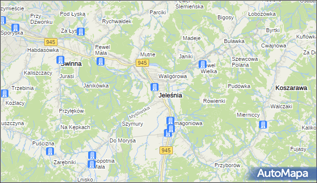 mapa Jeleśnia, Jeleśnia na mapie Targeo