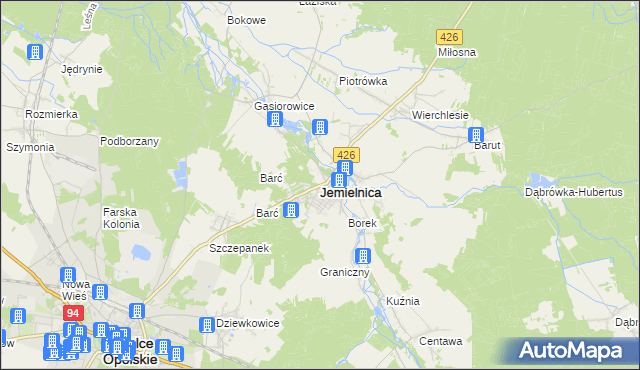 mapa Jemielnica, Jemielnica na mapie Targeo