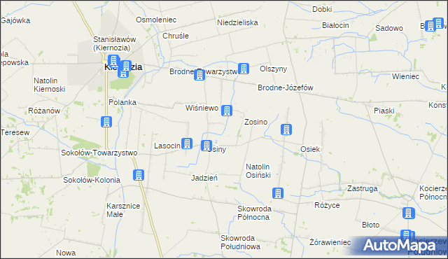 mapa Jerzewo gmina Kiernozia, Jerzewo gmina Kiernozia na mapie Targeo