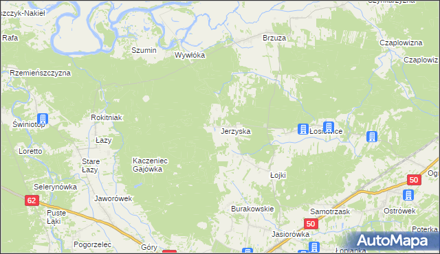 mapa Jerzyska, Jerzyska na mapie Targeo