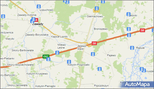 mapa Jeżewo Stare, Jeżewo Stare na mapie Targeo