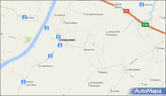 mapa Jeziernik gmina Ostaszewo, Jeziernik gmina Ostaszewo na mapie Targeo