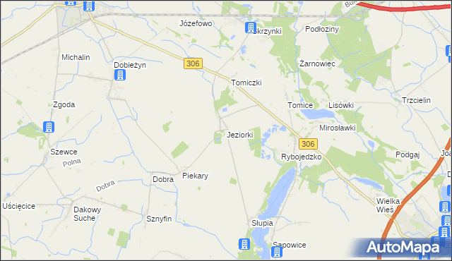 mapa Jeziorki gmina Stęszew, Jeziorki gmina Stęszew na mapie Targeo