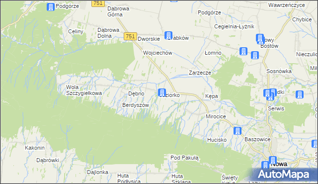 mapa Jeziorko gmina Nowa Słupia, Jeziorko gmina Nowa Słupia na mapie Targeo