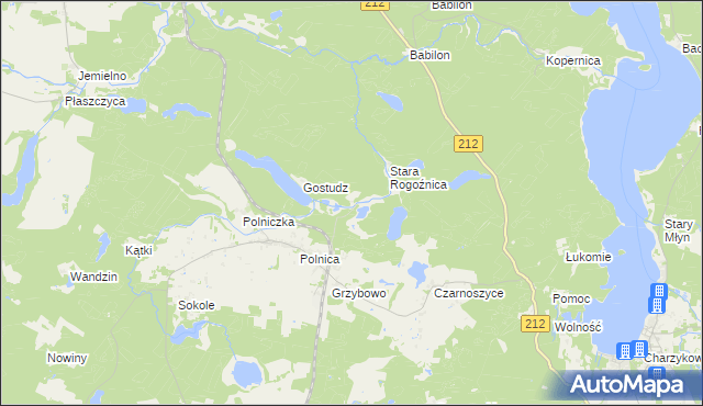 mapa Jeziorno gmina Człuchów, Jeziorno gmina Człuchów na mapie Targeo