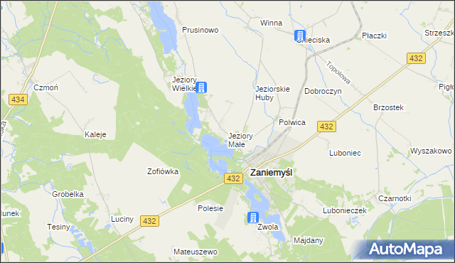 mapa Jeziory Małe, Jeziory Małe na mapie Targeo