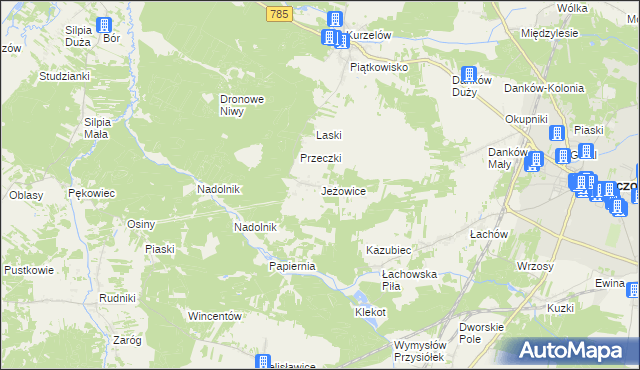 mapa Jeżowice, Jeżowice na mapie Targeo