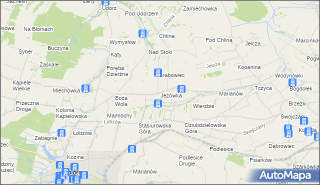 mapa Jeżówka gmina Wolbrom, Jeżówka gmina Wolbrom na mapie Targeo