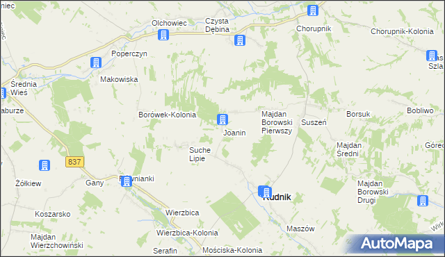 mapa Joanin gmina Rudnik, Joanin gmina Rudnik na mapie Targeo
