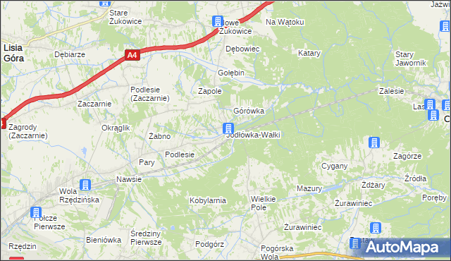 mapa Jodłówka-Wałki, Jodłówka-Wałki na mapie Targeo