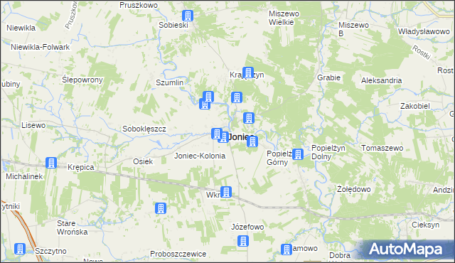 mapa Joniec, Joniec na mapie Targeo