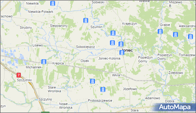 mapa Joniec-Kolonia, Joniec-Kolonia na mapie Targeo