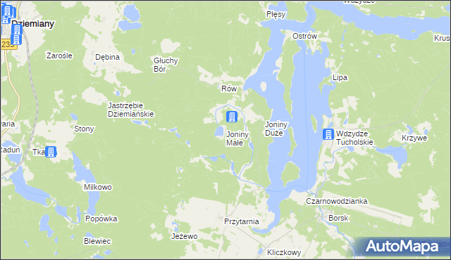 mapa Joniny Małe, Joniny Małe na mapie Targeo