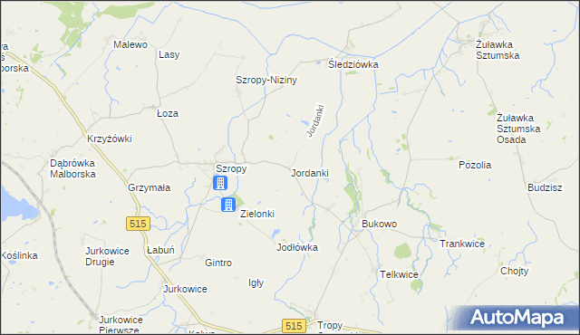 mapa Jordanki, Jordanki na mapie Targeo