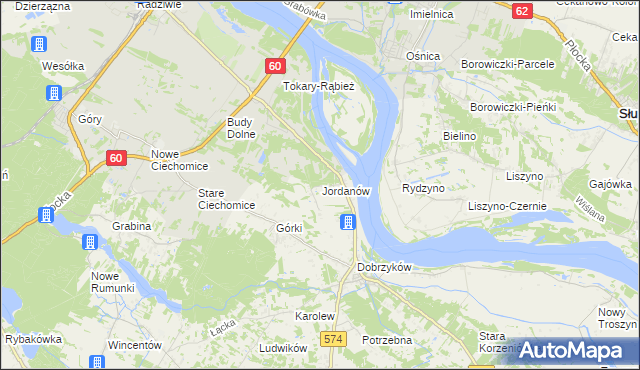 mapa Jordanów gmina Gąbin, Jordanów gmina Gąbin na mapie Targeo