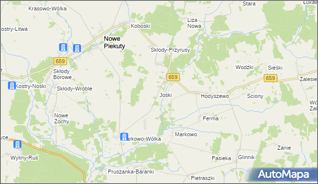 mapa Jośki, Jośki na mapie Targeo