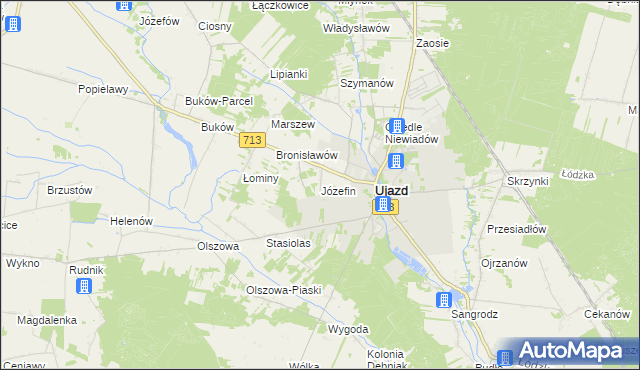 mapa Józefin gmina Ujazd, Józefin gmina Ujazd na mapie Targeo