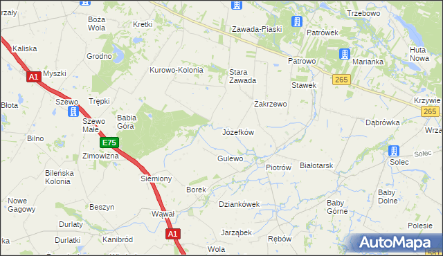 mapa Józefków gmina Gostynin, Józefków gmina Gostynin na mapie Targeo