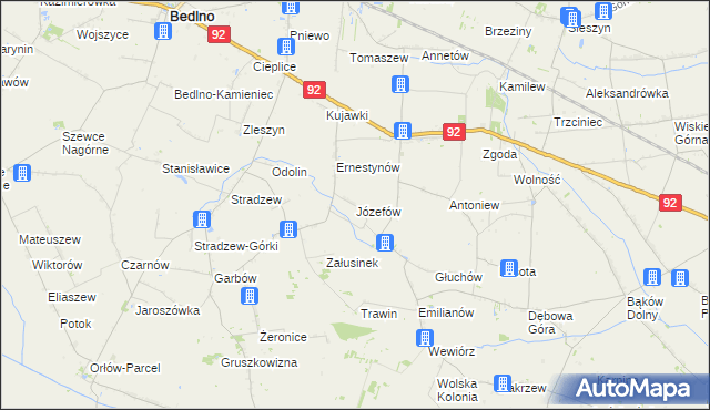 mapa Józefów gmina Bedlno, Józefów gmina Bedlno na mapie Targeo