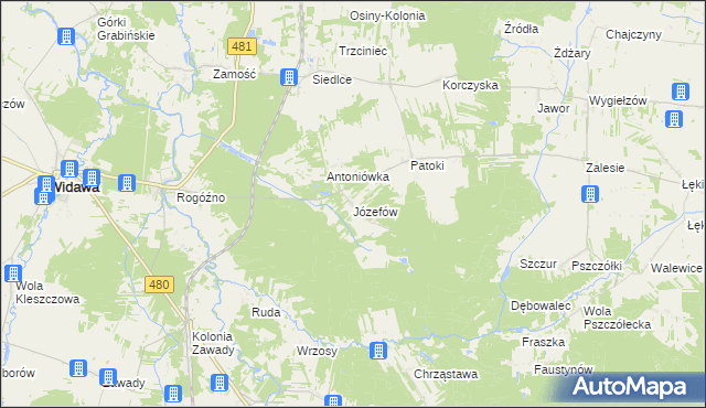 mapa Józefów Widawski, Józefów Widawski na mapie Targeo