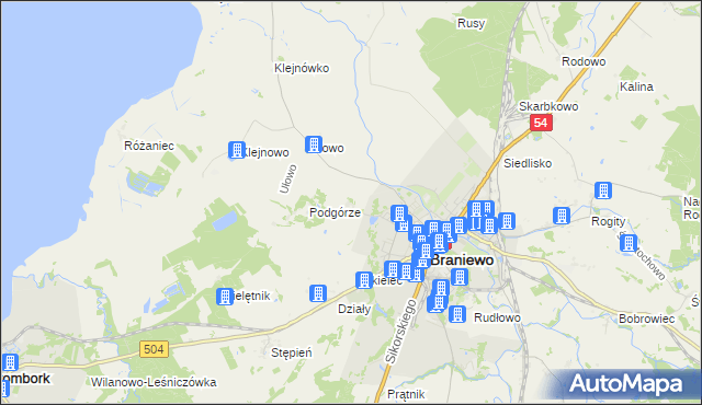 mapa Józefowo gmina Braniewo, Józefowo gmina Braniewo na mapie Targeo